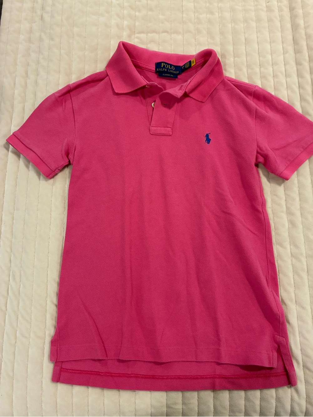 Polo by Ralph Lauren Bright Pink Kids Polo with Blue Pony Small Size 8